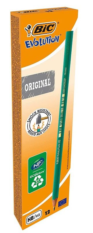Lápiz grafito BIC EVOLUTION ORIGINAL 2 HB, caja 12 und.