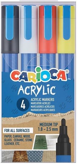 Marcadores acrílicos CARIOCA paint marker bullet Tip, 4 colores
