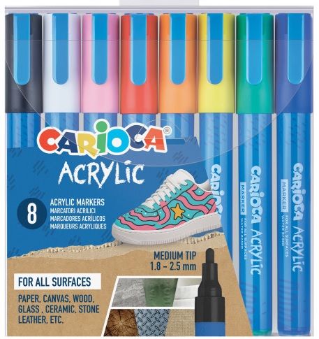 Marcadores acrílicos CARIOCA paint marker bullet Tip, 8 colores