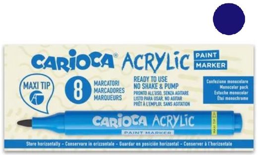 Marcadores acrílicos CARIOCA paint marker maxi Tip 8 u, azul