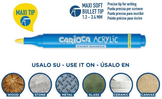 Marcadores acrílicos CARIOCA paint marker maxi Tip 8 u, azul
