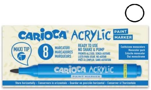 Marcadores acrílicos CARIOCA paint marker maxi Tip 8 u, blanco