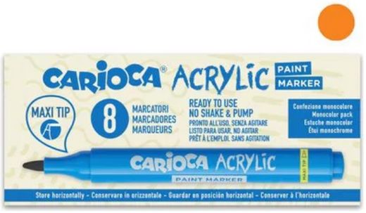 Marcadores acrílicos CARIOCA paint marker maxi Tip 8 u, naranja