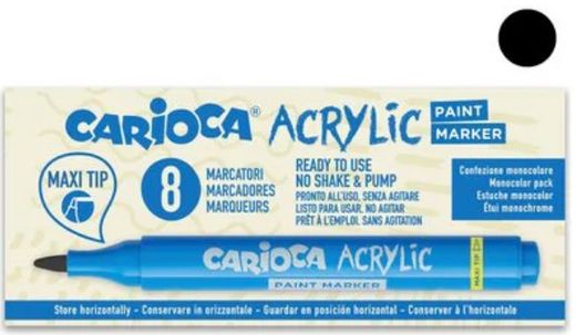 Marcadores acrílicos CARIOCA paint marker maxi Tip 8 u, negro