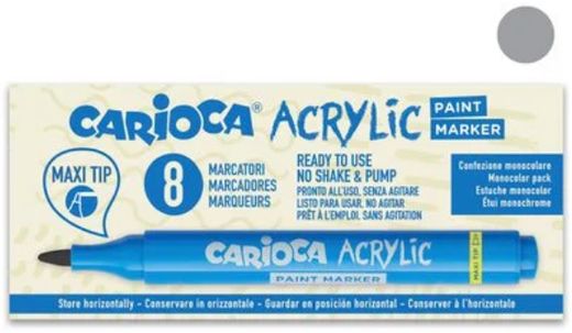 Marcadores acrílicos CARIOCA paint marker maxi Tip 8 u, plata