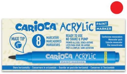 Marcadores acrílicos CARIOCA paint marker maxi Tip 8 u, rojo