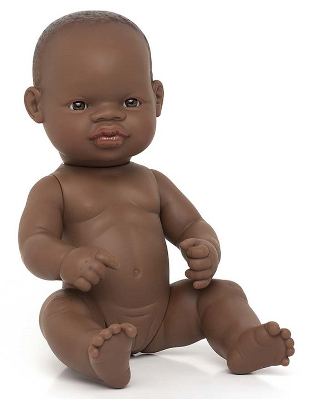 Muñeco bebé niña Africana sin ropa 32 cm. Miniland A16531034. —  latiendadelmaestro