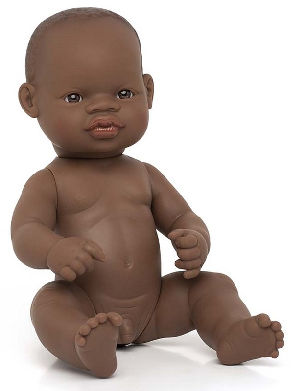 Muñeco bebé niño Africano sin ropa 32 cm. Miniland A16531033. —  latiendadelmaestro