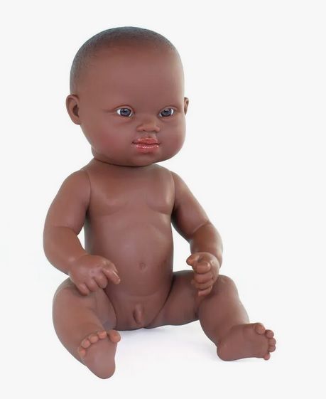 Muñeco bebé africano síndrome de down 32 cm