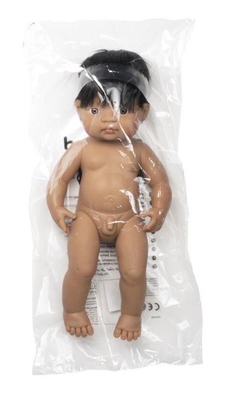 Muñeco niño latinoamericano con implante coclear 38 cm.