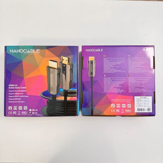 Nanocable Cable HDMI V2.0 AOC 4K@60Hz 18Gbps A/M-A/M, Negre, 40 m