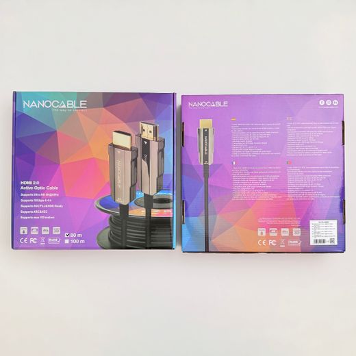 Nanocable Cable HDMI V2.0 AOC 4K@60Hz 18Gbps A/M-A/M, Negre, 80 m