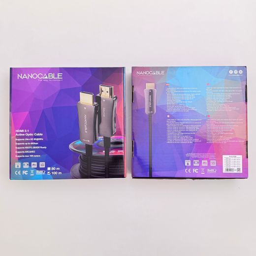 Nanocable Cable HDMI V2.1 AOC 8K@60Hz 4K@120Hz 48Gbps A/M-A/M, Negre, 100 m