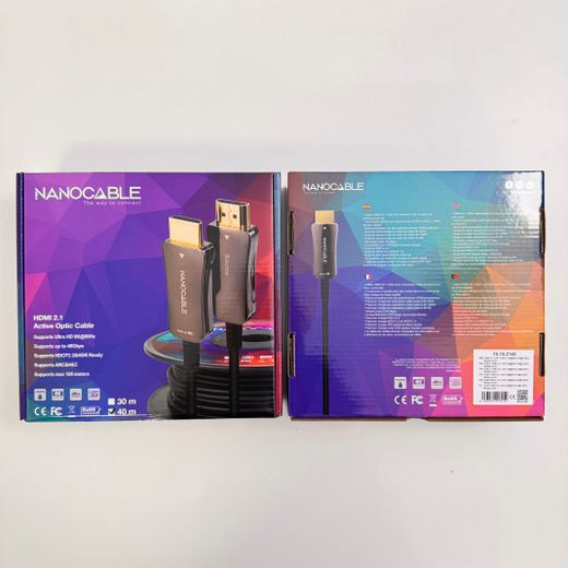 Nanocable Cable HDMI V2.1 AOC 8K@60Hz 4K@120Hz 48Gbps A/M-A/M, Negre, 40 m