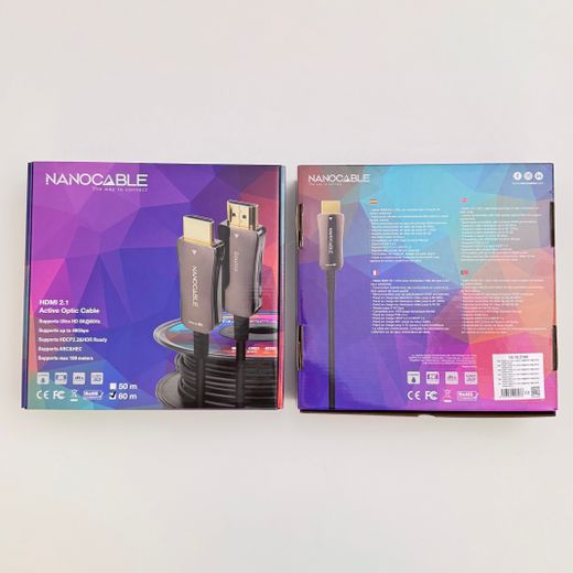 Nanocable Cable HDMI V2.1 AOC 8K@60Hz 4K@120Hz 48Gbps A/M-A/M, Negre, 60 m