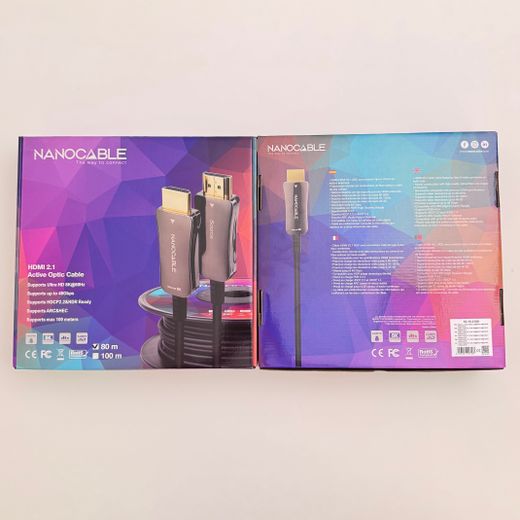 Nanocable Cable HDMI V2.1 AOC 8K@60Hz 4K@120Hz 48Gbps A/M-A/M, Negre, 80 m