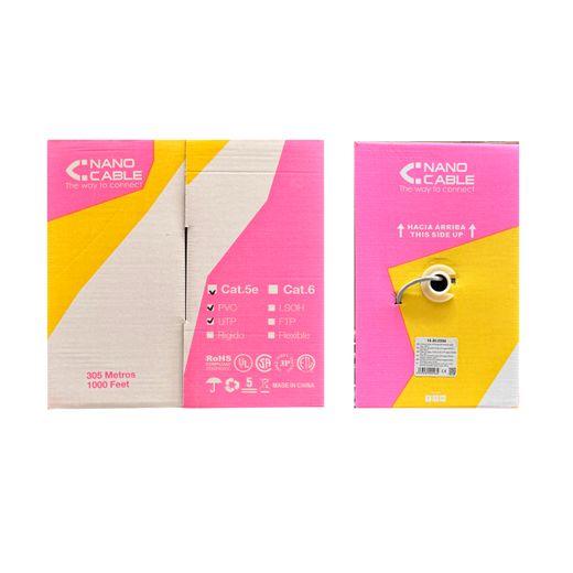 Nanocable CABLE RED RJ45 CAT.5E UTP RIGIDO AWG24, 305 M