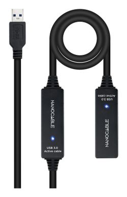 Nanocable Cable USB 3.0 prolongador con amplificador, tipo A/M-A/H, 15m