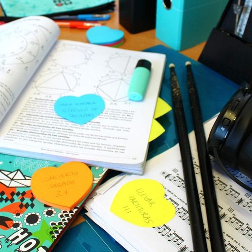 Notas adhesivas 6.6 x 6.7 cm corazón, 5 colores