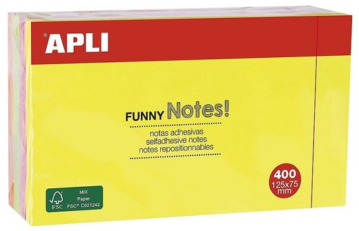 Notas adhesivas Funny 125 mm x 75 mm 4 colores flúor