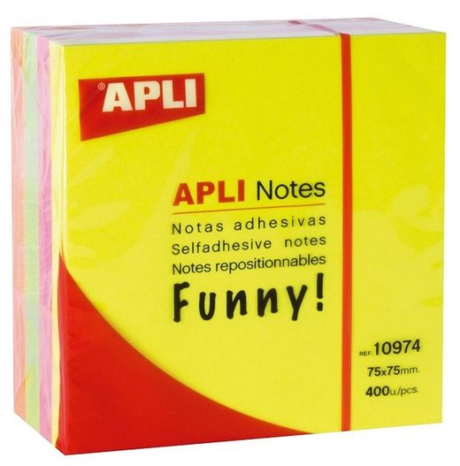 Notas adhesivas Funny 75 mm x 75 mm 4 colores flúor