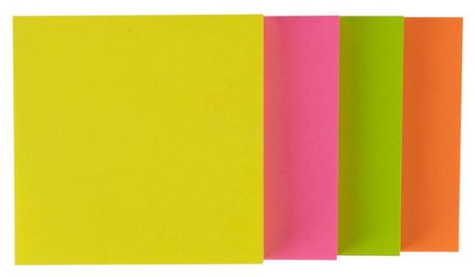 Notas adhesivas Funny 75 mm x 75 mm 4 colores flúor