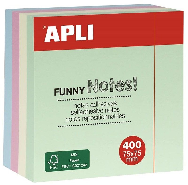 Notas adhesivas Funny 75 mm x 75 mm 4 colores pastel