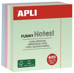 Notas adhesivas Funny 75 mm x 75 mm 4 colores pastel