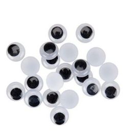 Ulls mòbils adhesius rodons negres 15 mm