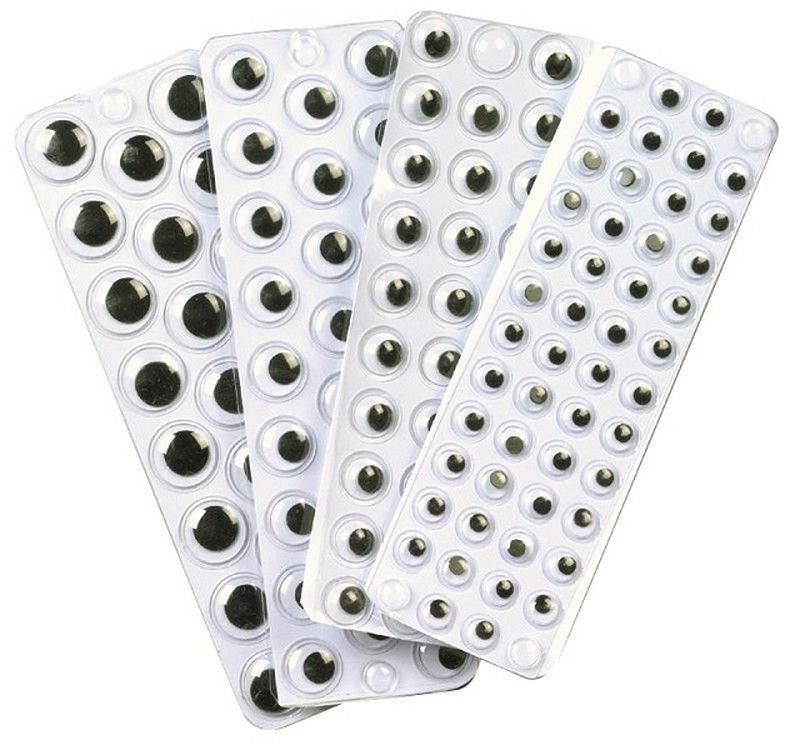 Ojos móviles adhesivos redondos negros 7, 10, 12 y 15 mm