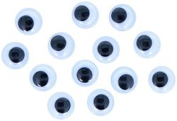 Ulls mòbils negres autoadhesius rodons 12 mm.