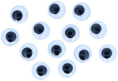 Ojos móviles negros autoadhesivos redondos 12 mm.
