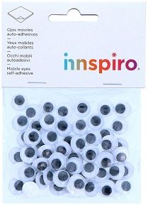 Ulls mòbils negres autoadhesius rodons 12 mm.