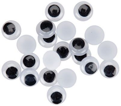 Ojos móviles negros autoadhesivos redondos 15 mm.