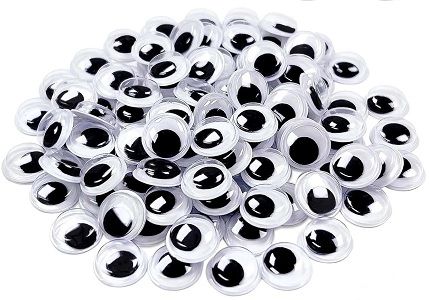 Ojos móviles negros autoadhesivos redondos 20 mm.