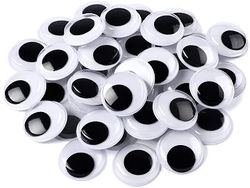 Ulls mòbils negres autoadhesius rodons 25 mm.