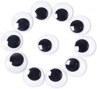 Ojos móviles negros autoadhesivos redondos 35 mm.