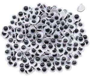 Ojos móviles negros autoadhesivos redondos 5 mm.