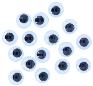 Ojos móviles negros autoadhesivos redondos 8 mm.