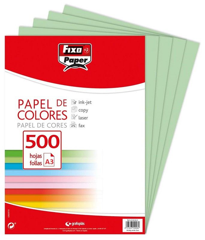 Papel color A3 80 grs. verde medio, 500 hojas