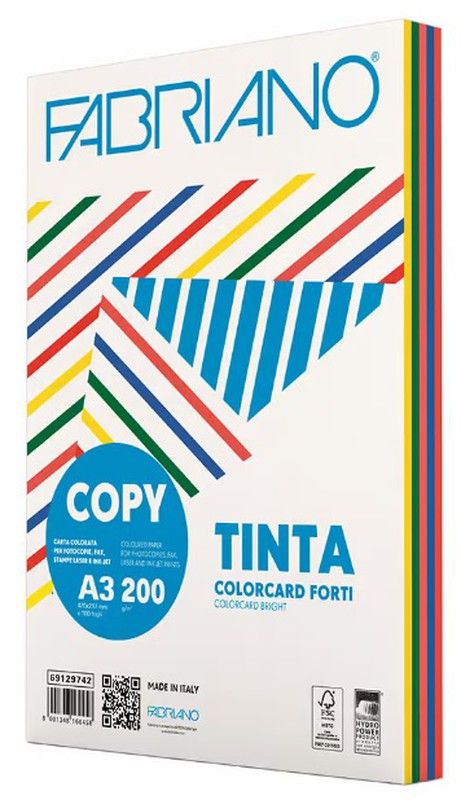 Papel color A3 80 gr. 5 colores oscuros 250 hojas