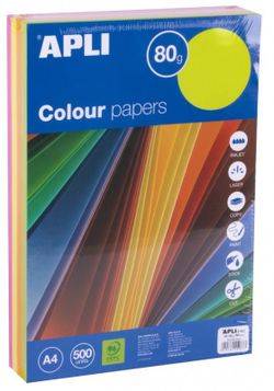 Paper color A4 80 gr 4 colors Fluor