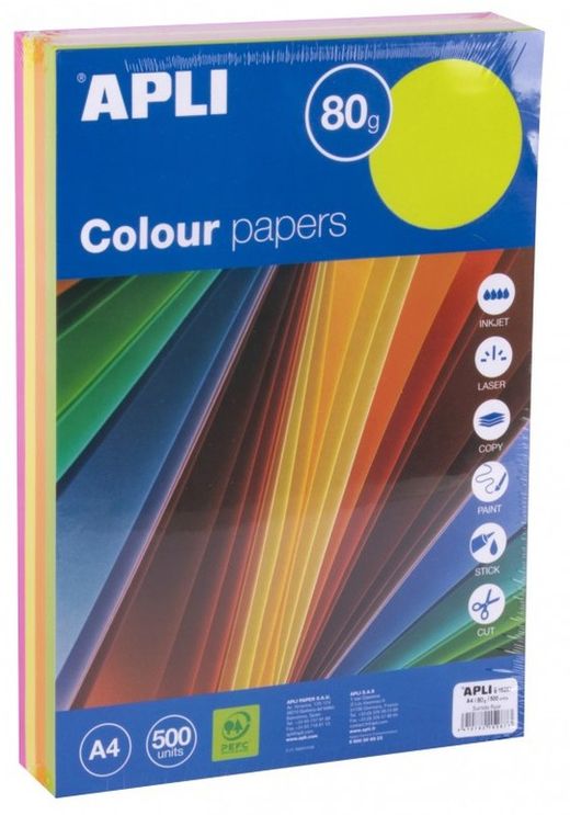 Paper color A4 80 gr 4 colors Fluor