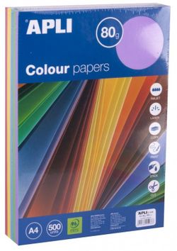 Paper color A4 80 gr 5 colors intensos 500 fulls