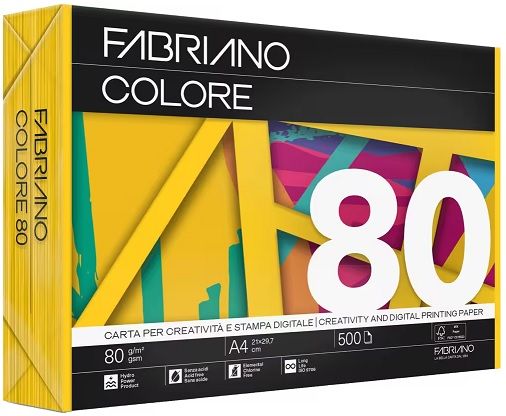 Papel color A4 80 gr. Amarillo Fuerte/Giallo 500 hojas