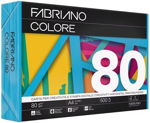 Papel color A4 80 gr. Azul Turquesa/Azzurro  500 hojas