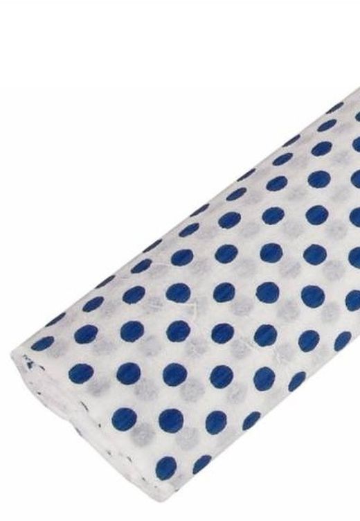 Papel crespón Lunares Azules/fondo blanco