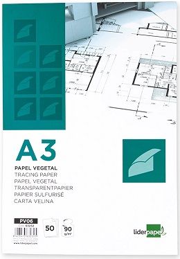 Papel vegetal liderpapel encolado bloc 50 hojas 297x420mm 90gr.