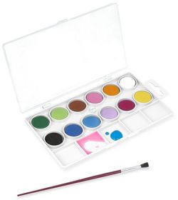 Aquarel·la JOVI 22 mm colors assortits + pinzell, estoig 12 pastilles