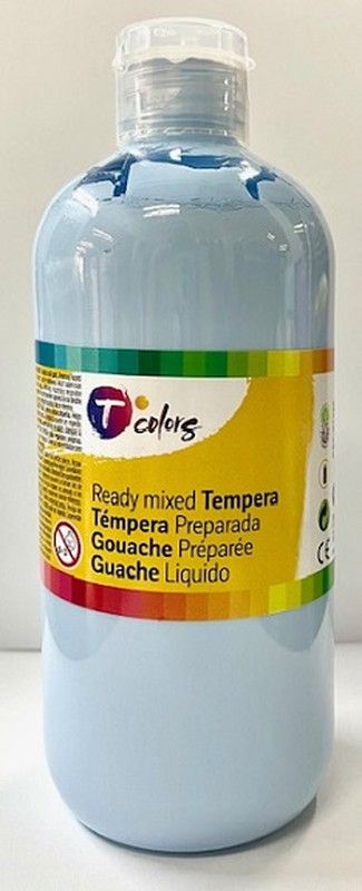 Pintura tempera preparada T COLORS 500 ml. Azul cielo